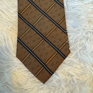 Joseph Abboud Tan and Black Geometric Tie